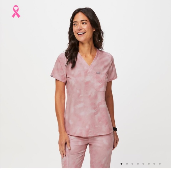 Figs Pants - FIGS New Marbled Pink Limited Edition Scrub Set XS/SP